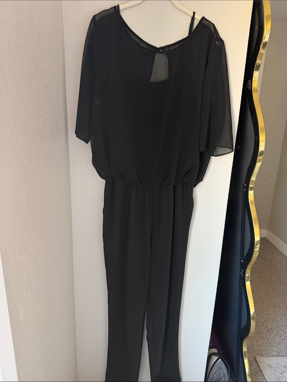 Metaphor Black Chiffon Overlay Jumpsuit